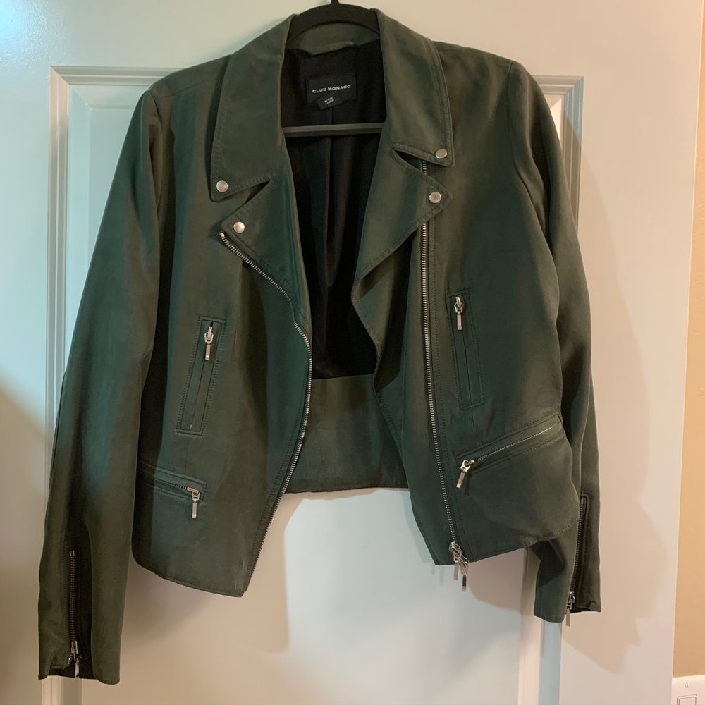 Club Monaco Kapri Moto Jacket - Green/Olive